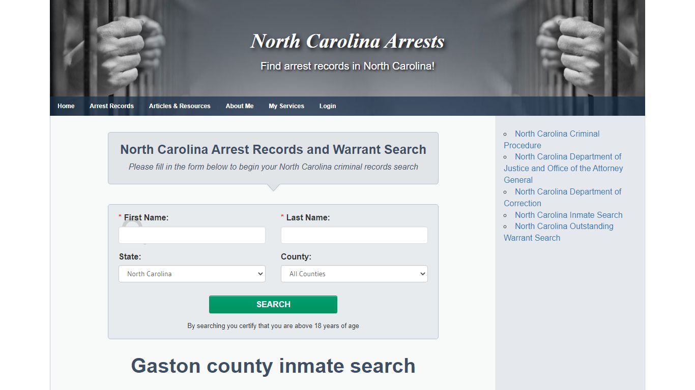 Gaston county inmate search - North Carolina Arrests